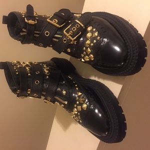 Authentic Burberry Embellished Leather Ankle Boots